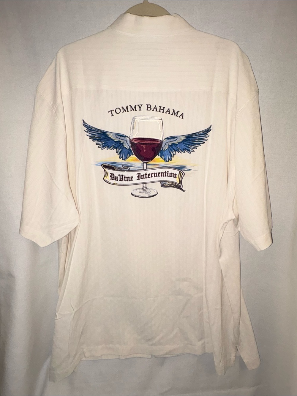 Tommy Bahama Silk White 'DaVine Intervention' Winged Wine Glass Shirt XXL - Picture 2 of 7